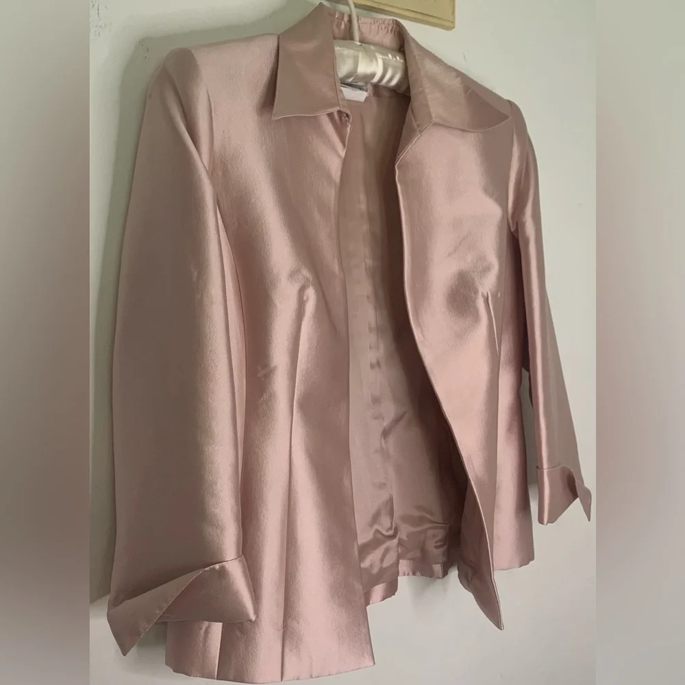 Jovani New York Blush Pink Blazer Silk Wool 81120 Formal Womens Size 6 - Picture 5 of 9